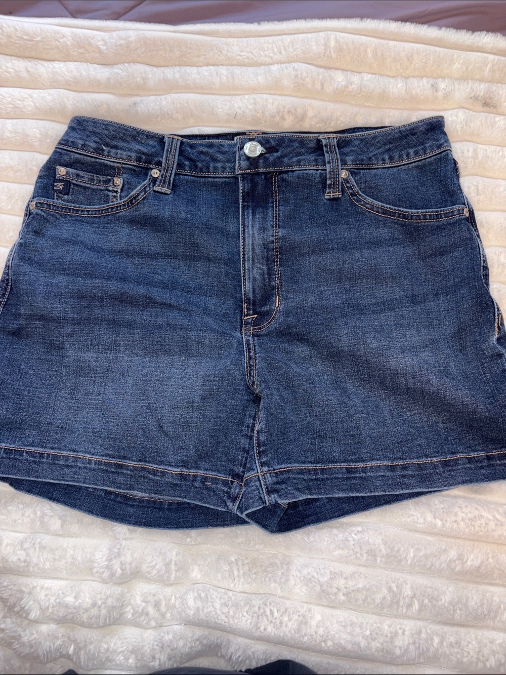 Seven7 Dark Indigo High-Rise Denim Shorts